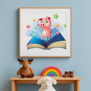 Cochon Dansant Sur Un Poster De Livre