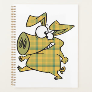 Cochon de dessin animé à carreaux tartan drôle d'a