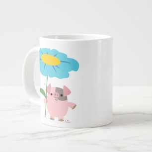 Cochon De Dessin Avec Cadeau (Bleu) Jumbo Mug