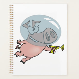Cochon de l'espace avec un pistolet à rayons, astr