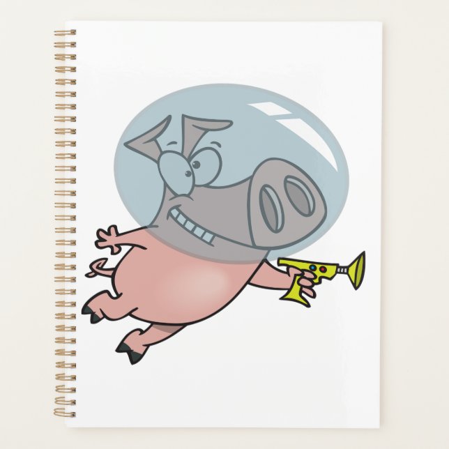 Cochon de l'espace avec un pistolet à rayons, astr (Devant)