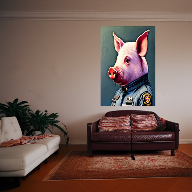 Cochon en uniforme de police | AI Art Poster (Créateur téléchargé)