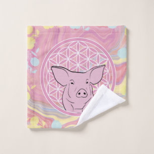 cochon, fleur de vie, rose, mandala, zen, chakra,