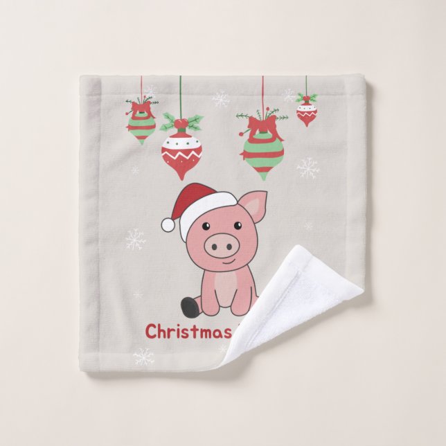 Cochon Joyeux animaux de Noël Cochons linge (Gant de toilette)
