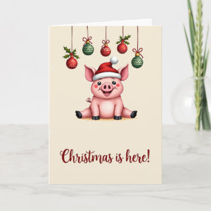 Cochon Joyeux Noël Animaux Cochons Carte de vacanc