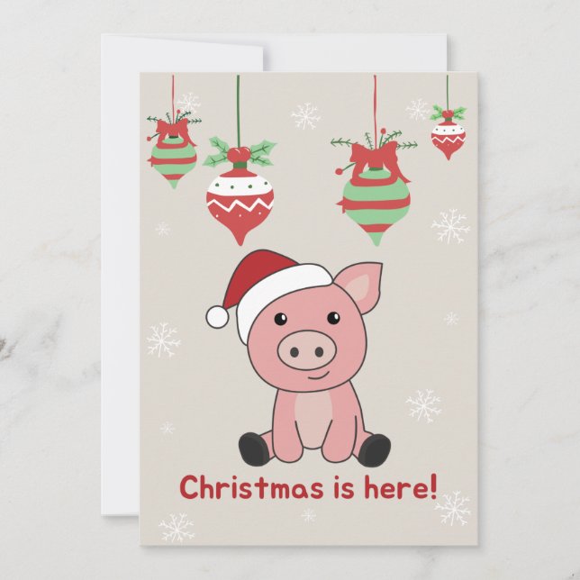 Cochon Joyeux Noël Animaux Cochons Carte de vacanc (Devant)