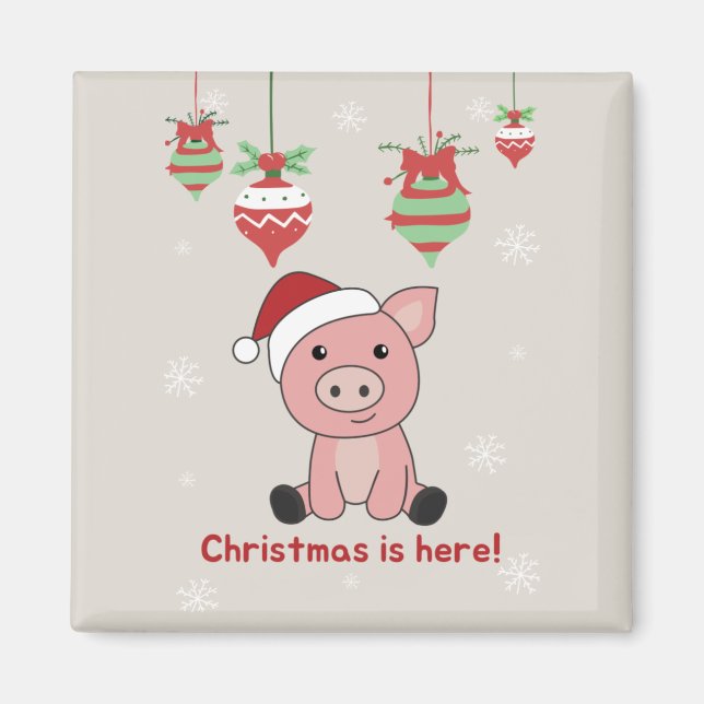 Cochon Joyeux Noël Animaux Cochons Magnet (Devant)