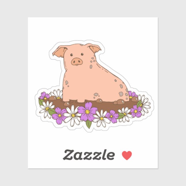 Cochon mignon Avec Sticker Ordinateur Portable Fle (Feuille)