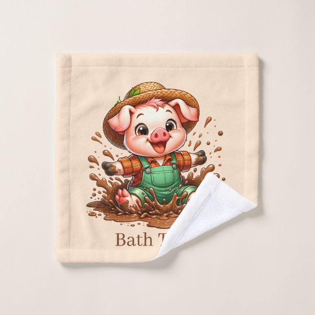 Cochon mignon personnalisable pour le bain  (Gant de toilette)