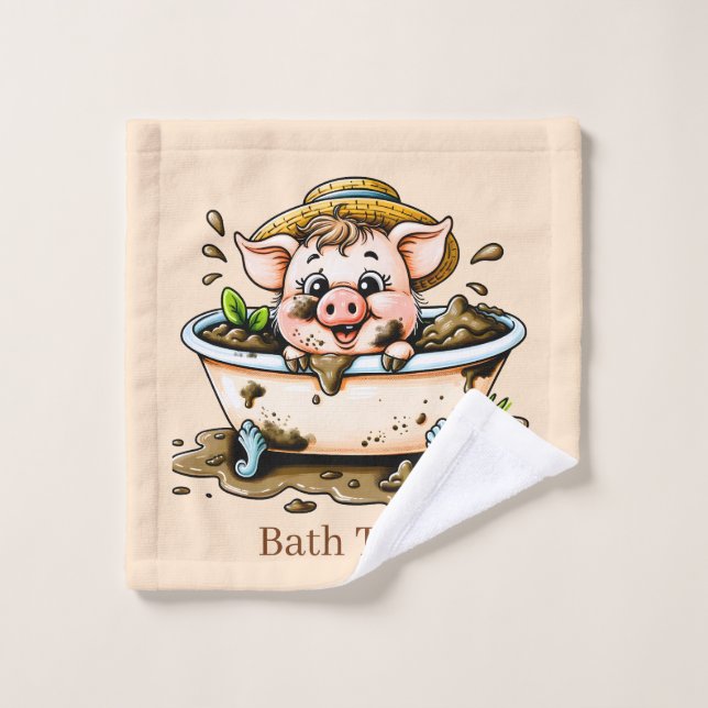 Cochon mignon personnalisable pour le bain  (Gant de toilette)