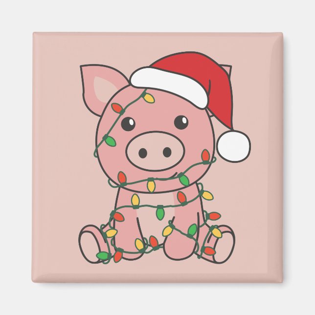 Cochon Noël Animaux d'hiver Cochons Magnet (Devant)