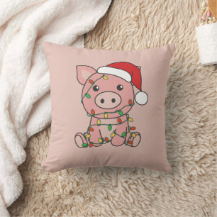 Cochon Noël Animaux d'hiver Cochons Oreiller