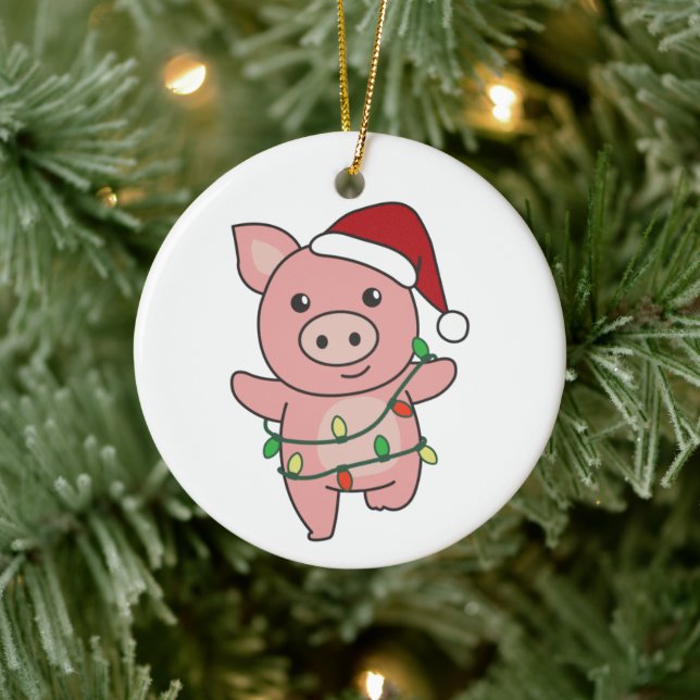 Cochon Noël Animaux d'hiver Cochons Ornement en cé (Arbre)