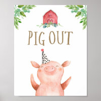 Cochon Out Farm Animaux Barnyard Boy Poster d'anni