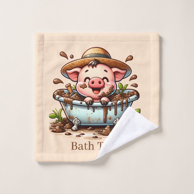 Cochon personnalisable pour le bain mignon (Gant de toilette)