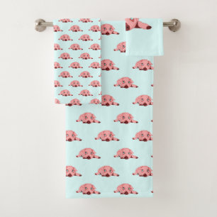Cochon rose aux yeux bleus Serviettes de bain - Vo