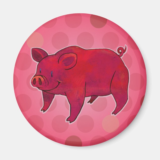Cochon rose avec aimant à point (Devant)