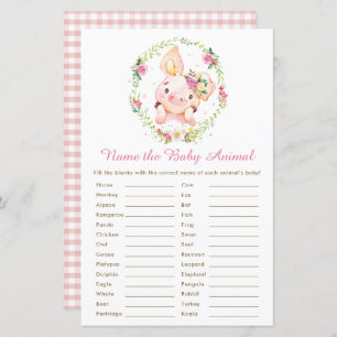 Cochon rose mignon Piglet Nom du jeu animal bébé