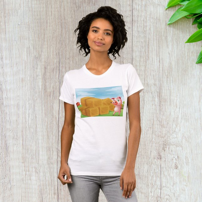Cochon Sur Un T-Shirt À Balles De Raisin De Ferme (Créateur téléchargé)