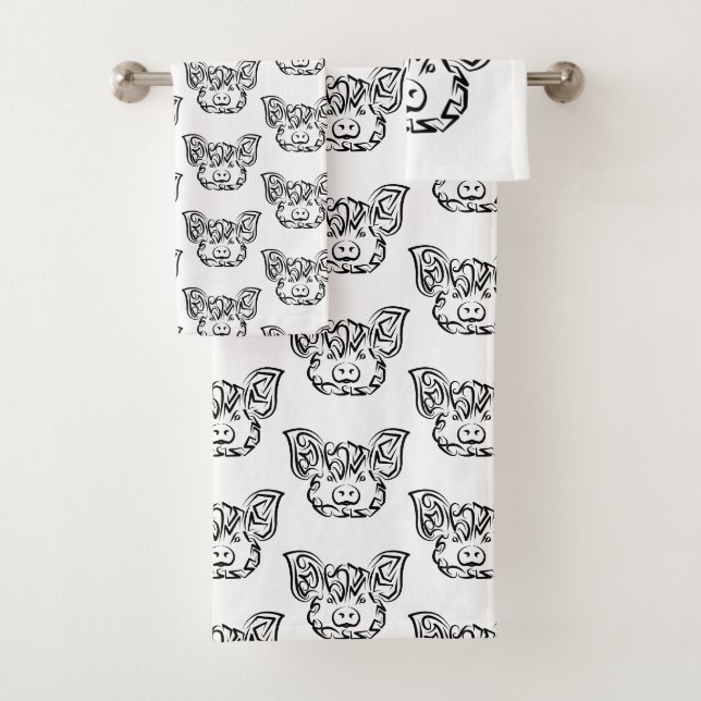 Cochon tribal noir et blanc (En situation)