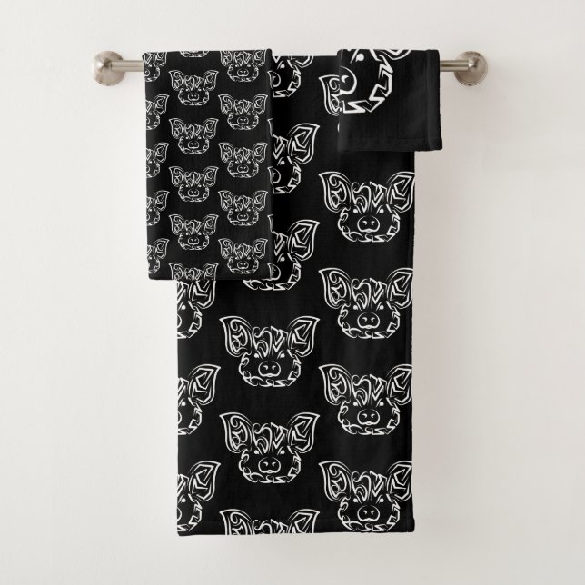 Cochon tribal noir et blanc (En situation)