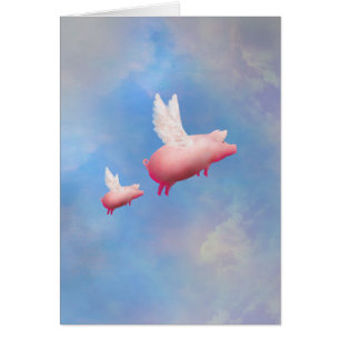 Cochon volant avec son porcelet