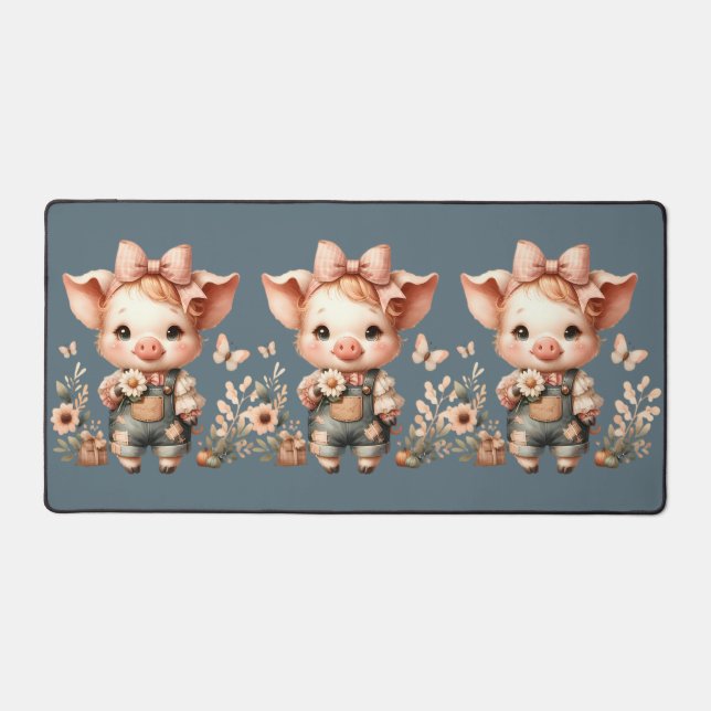 Cochonnet Fantaisiste en Salopette Pastel Bleu (Recto)