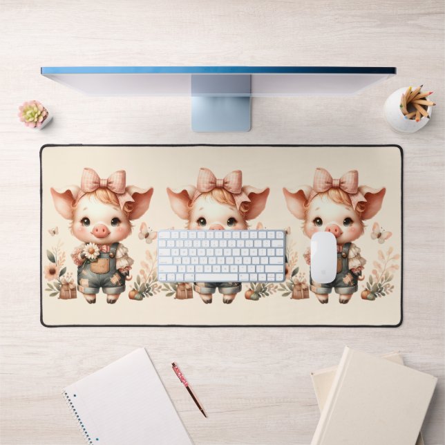 Cochonnet Fantaisiste en Salopette Pastel Rose (Bureau 1)