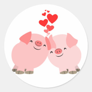 Cochons de dessin mignon en Sticker d'amour