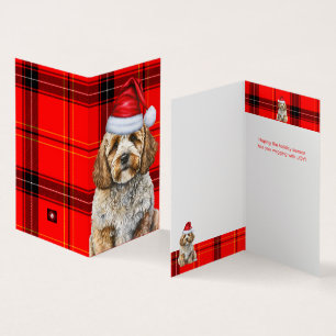 Cockapoo Chien Rouge Noir Plaid Noël Fête