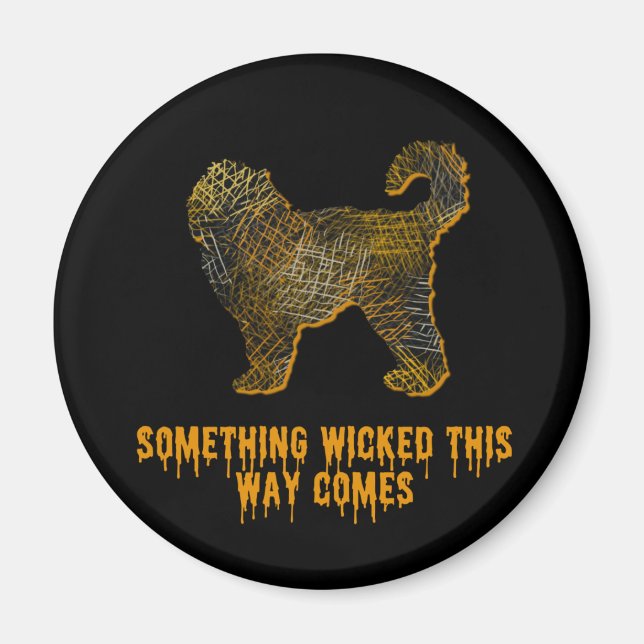 Cockapoo Chien Silhouette amusant Aimant Halloween (Devant)