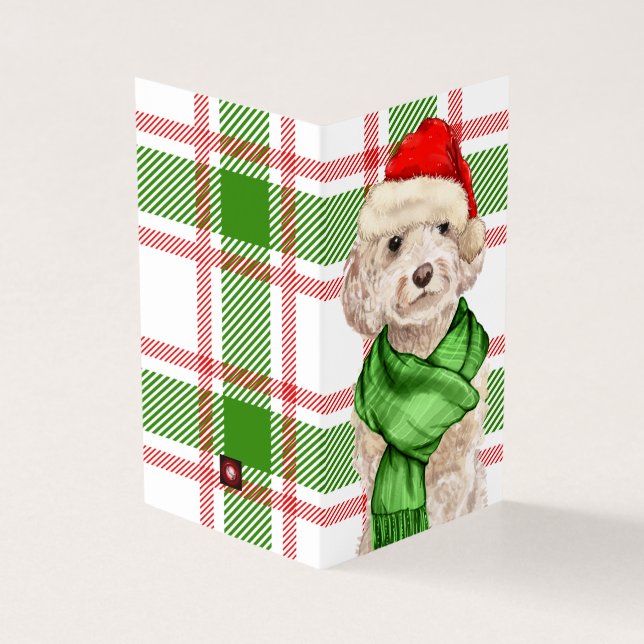 Cockapoo Noël Chien rouge et vert en vacances (Outside)