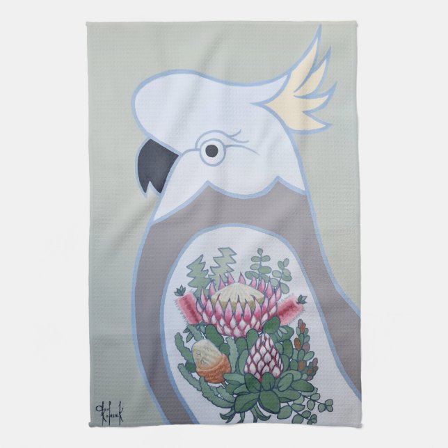 Cockatoo avec Serviette de thé de tatouage King Pr (Vertical)