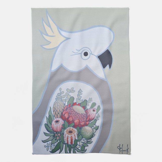 Cockatoo avec serviette de thé Waratah Tattoo (Vertical)