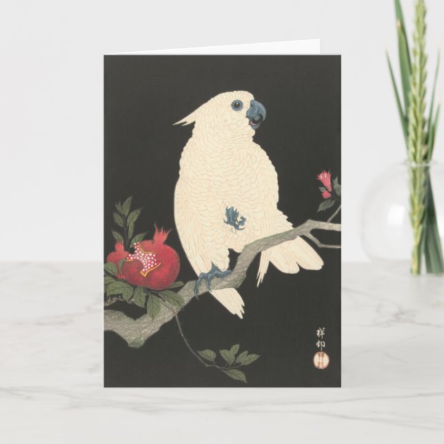 Cockatoo blanc - Carte de voeux d'art japonais (Devant)