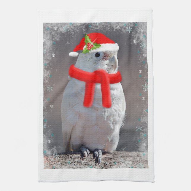Cockatoo Noël serviette de cuisine (Vertical)