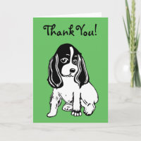 Cocker blanc noir Carte de remerciements vert espa