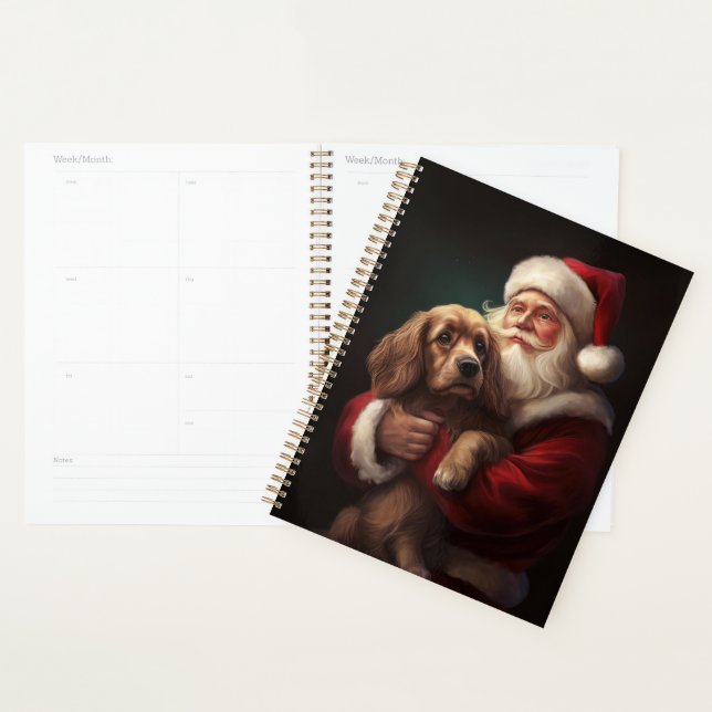 Cocker Spaniel avec le Père Noël Festif Noël (Devant avec enveloppe)