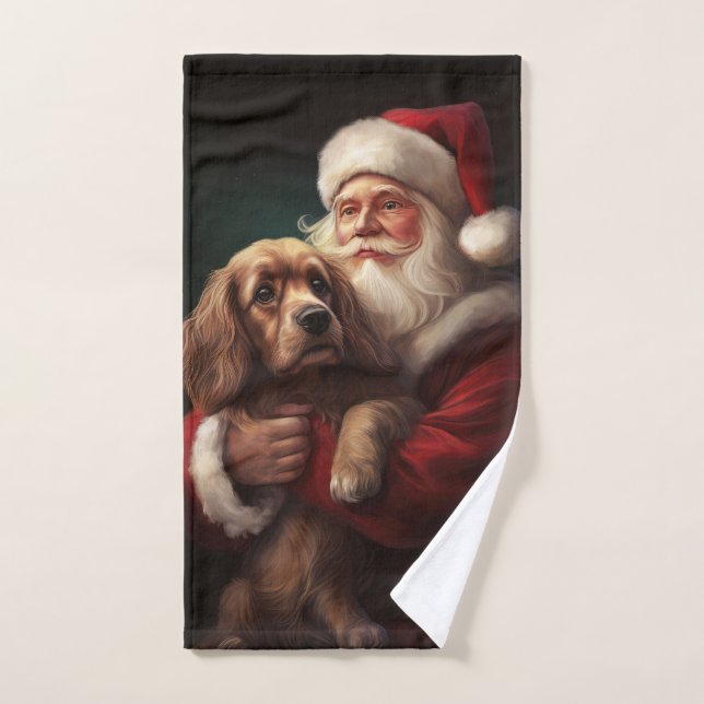 Cocker Spaniel avec Noël Festif du Père Noël (Serviette à main)