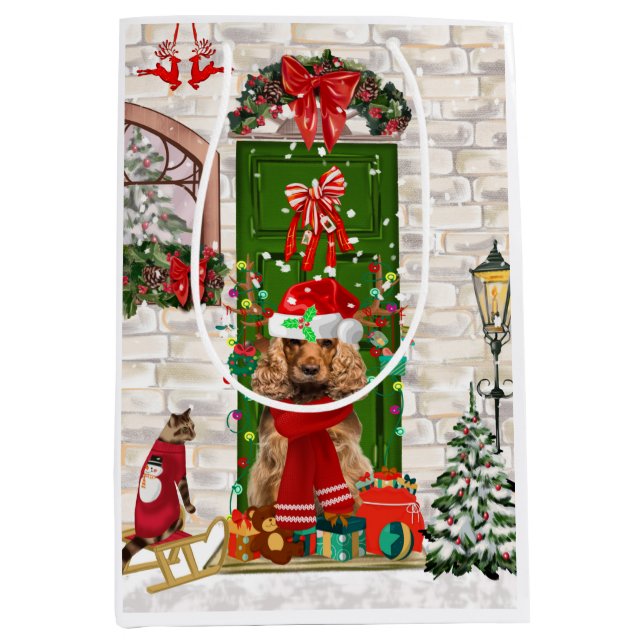 Cocker Spaniel Chien de Noël Cadeau Sac cadeau (Devant)