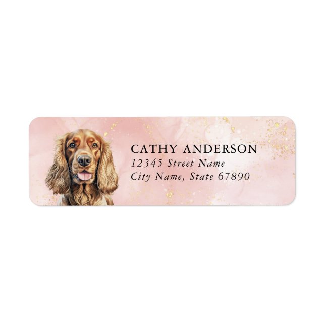 Cocker Spaniel Chien Retourner l'adresse Étiquette (Devant)