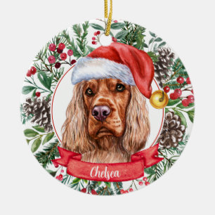 Cocker Spaniel Custom Santa Hat Noël Ornement