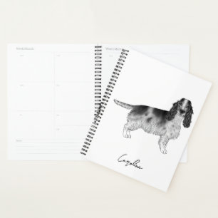 Cocker Spaniel en noir et blanc & texte personnali
