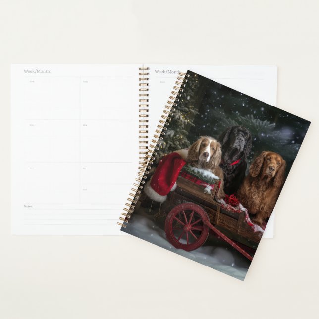 Cocker Spaniel Enneigé Luge Décor Noël (Devant avec enveloppe)