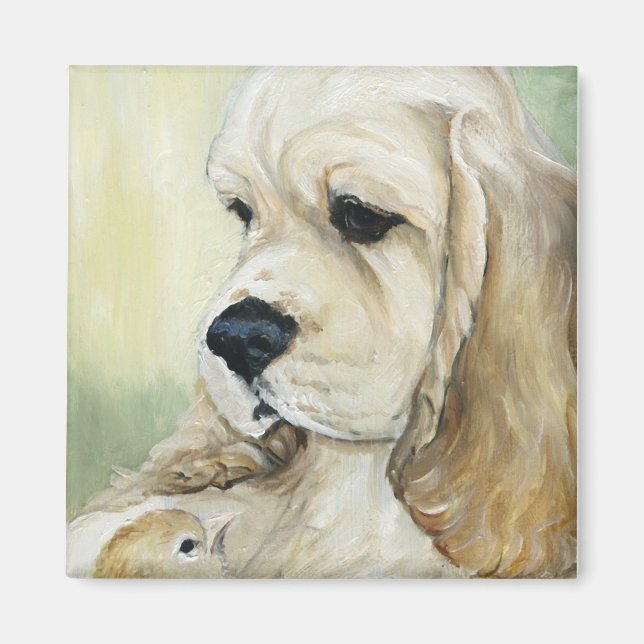 Cocker Spaniel Pup and Chick Magnet (Devant)