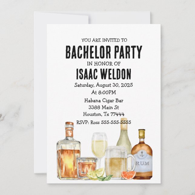 Cocktail Bachelor Party Invitation (Devant)