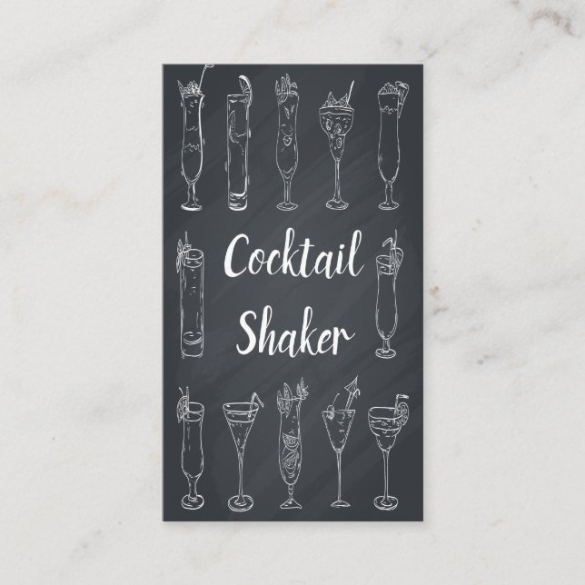 Cocktail Bartender Chalkboard Carte de visite (Devant)