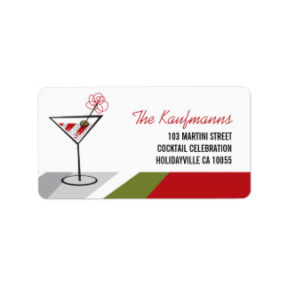 Cocktail blanc rouge Martini Étiquettes de adresse