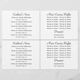Cocktail buffet mariage menu modèle