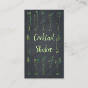 Cocktail Chalkboard Bartender Carte de visite Neon